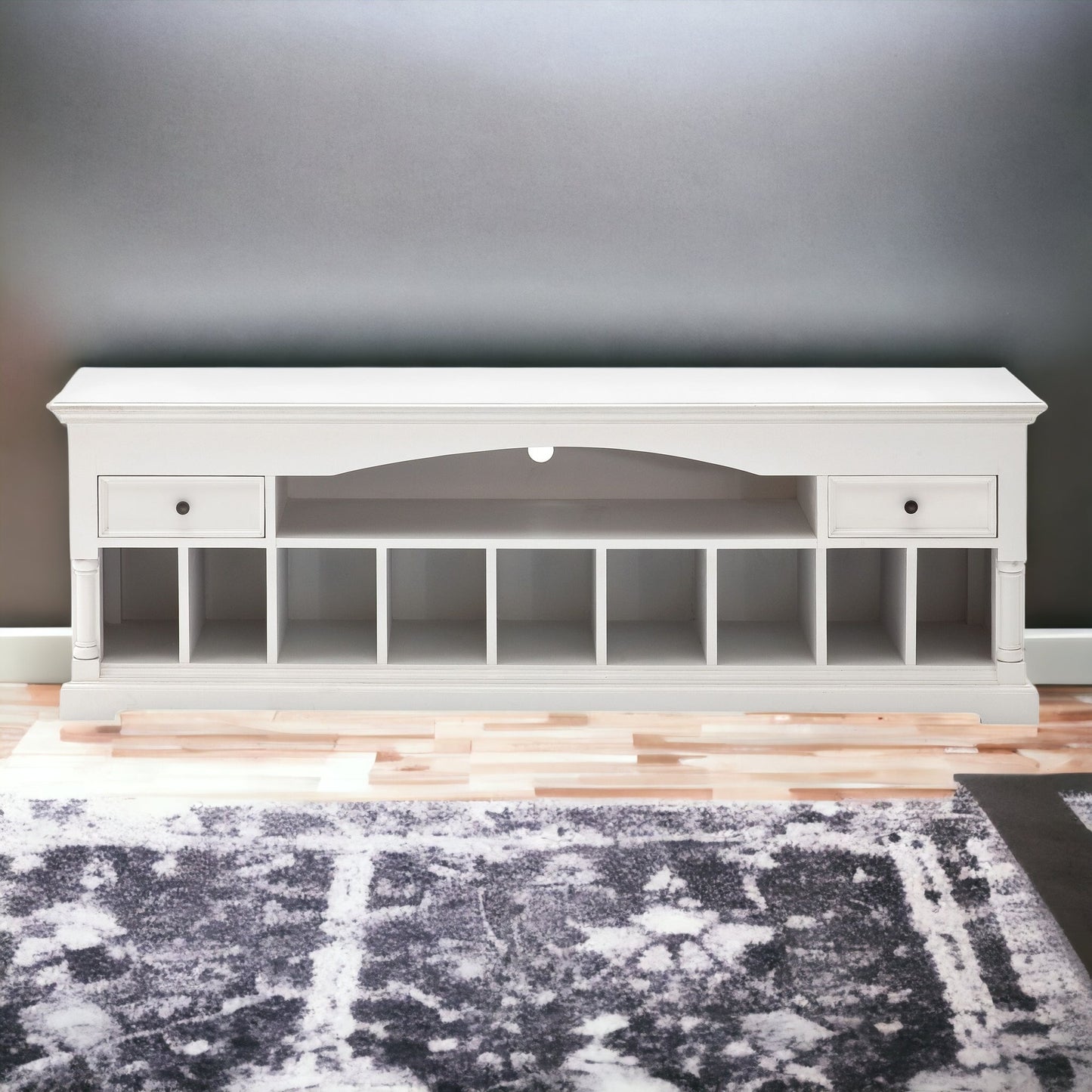 71" Classic White And White Solid Console Table With Storage By Homeroots