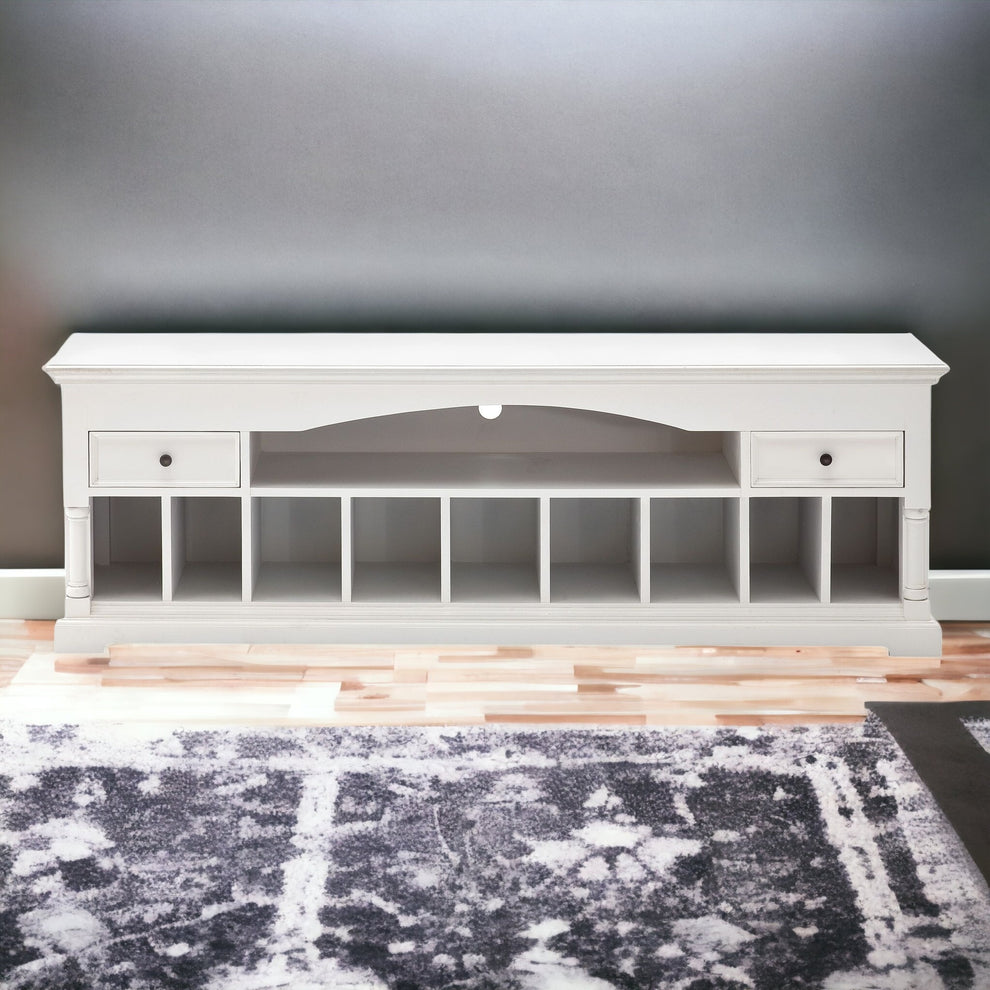 71" Classic White And White Solid Console Table With Storage By Homeroots | Console Tables | Modishstore - 7