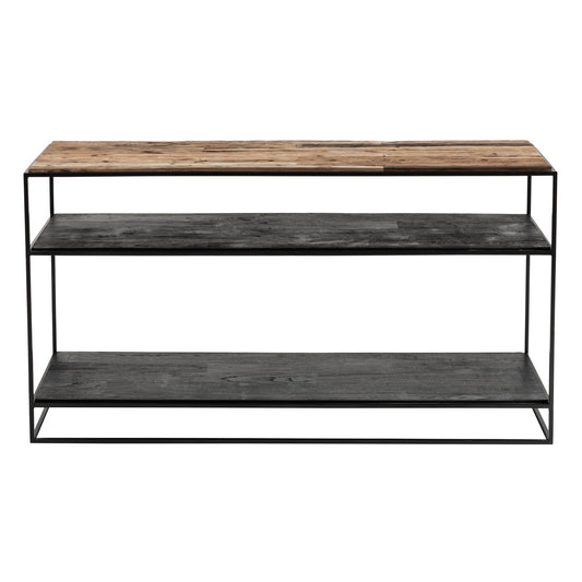 55" Natural and Black Frame Console Table With Storage By Homeroots | Console Tables | Modishstore