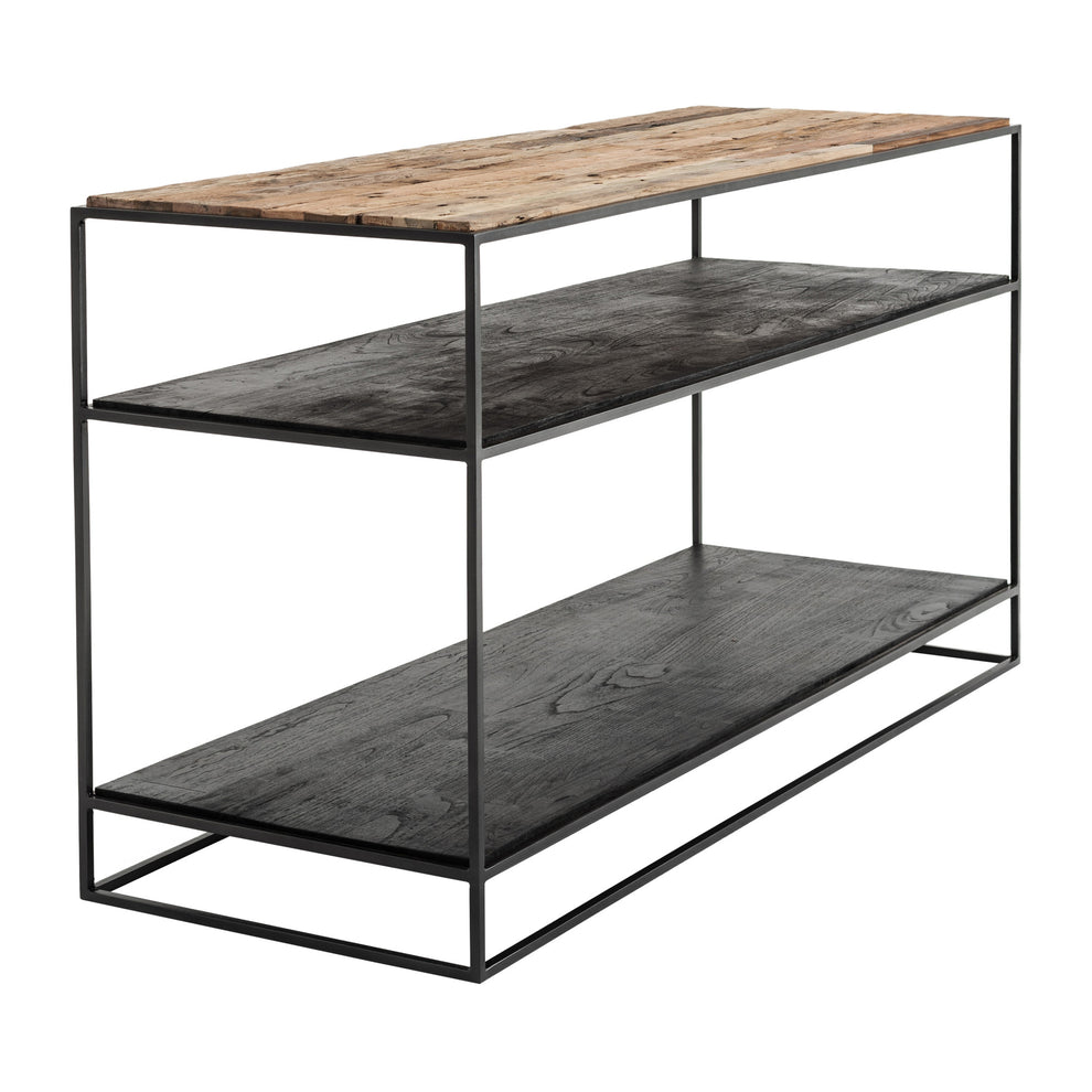 55" Natural and Black Frame Console Table With Storage By Homeroots | Console Tables | Modishstore - 4