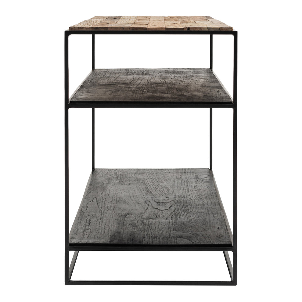 55" Natural and Black Frame Console Table With Storage By Homeroots | Console Tables | Modishstore - 5