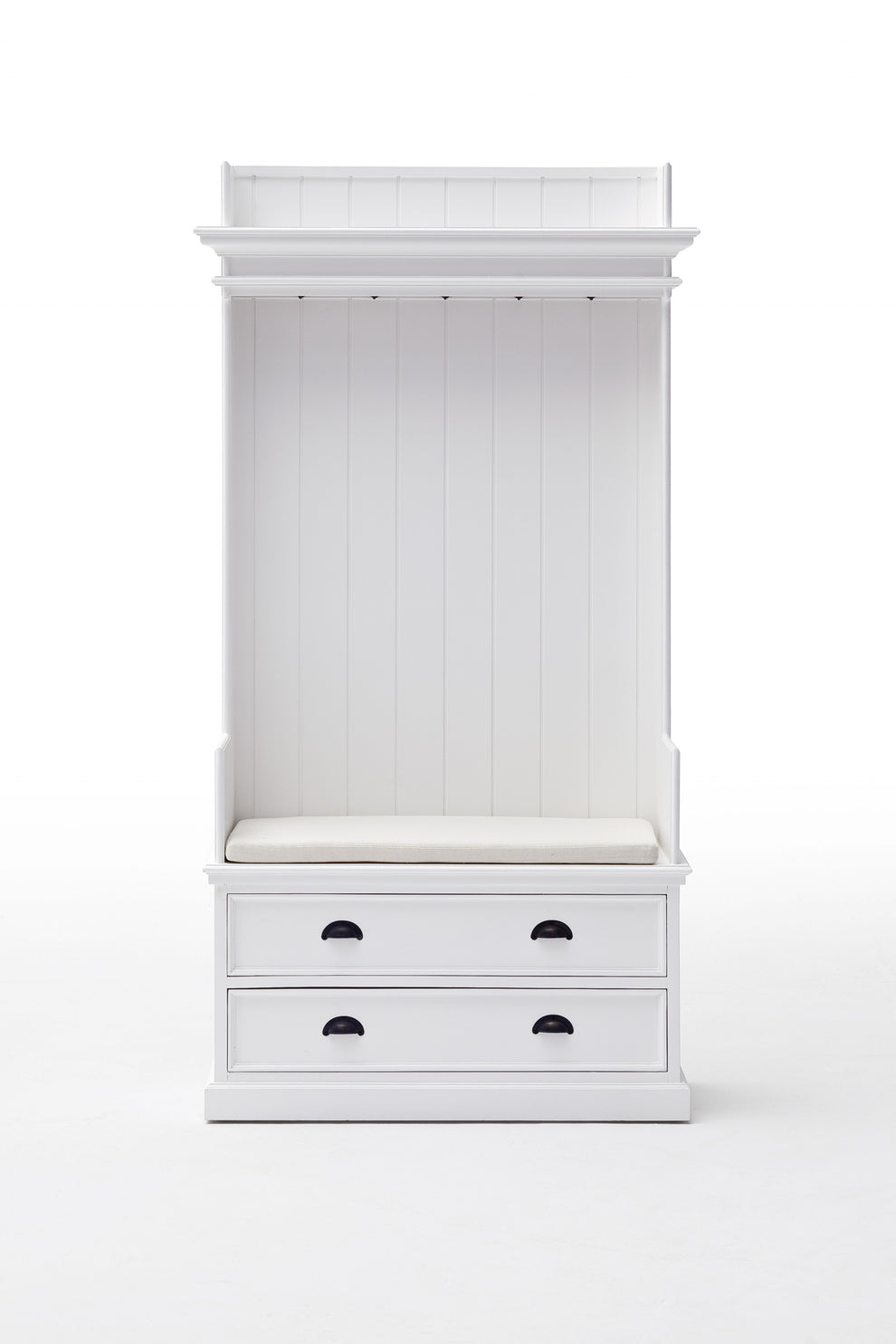 Classic White Entryway Coat Rack and Bench with Drawers By Homeroots | Coat Racks | Modishstore - 9