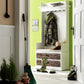 Classic White Entryway Coat Rack and Bench with Baskets By Homeroots | Coat Racks | Modishstore