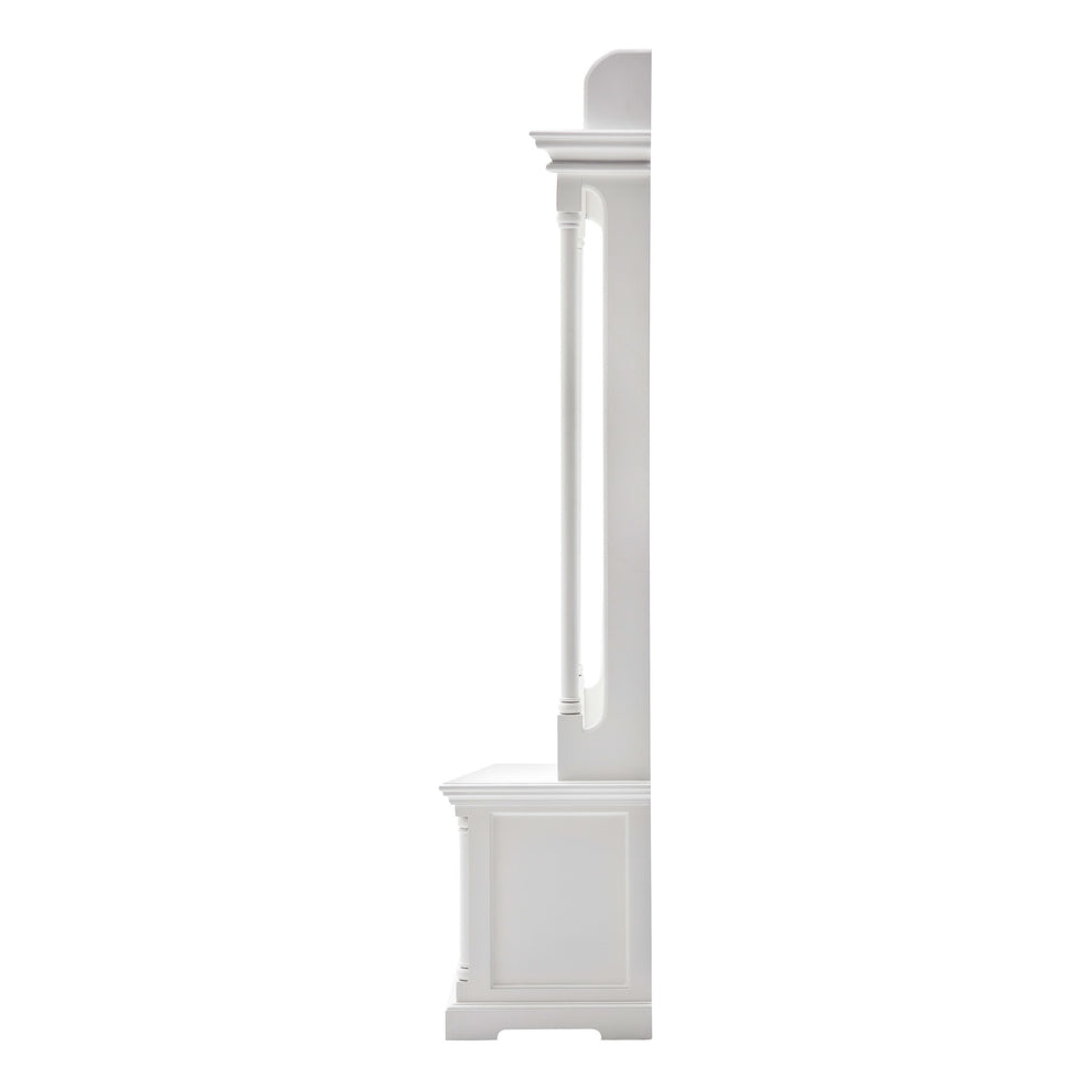 Classic White Hall Tree Coat Rack with Drawers By Homeroots | Coat Racks | Modishstore - 4