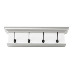 Classic White Four Hook Hanging Coat Rack By Homeroots
