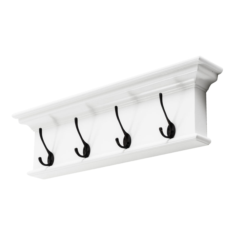 Classic White Four Hook Hanging Coat Rack By Homeroots | Coat Racks | Modishstore - 2