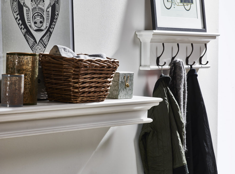 Classic White Four Hook Hanging Coat Rack By Homeroots | Coat Racks | Modishstore - 7