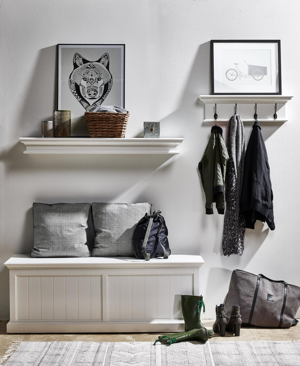 Classic White Four Hook Hanging Coat Rack By Homeroots | Coat Racks | Modishstore - 8
