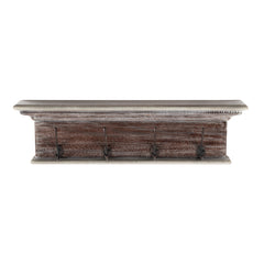 Rustic Natural Wash Wood Four Hook Hanging Coat Rack By Homeroots