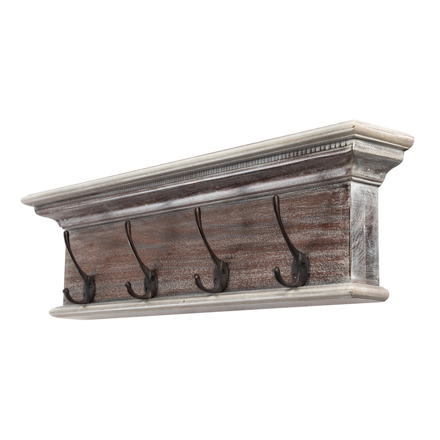 Rustic Natural Wash Wood Four Hook Hanging Coat Rack By Homeroots | Coat Racks | Modishstore - 2