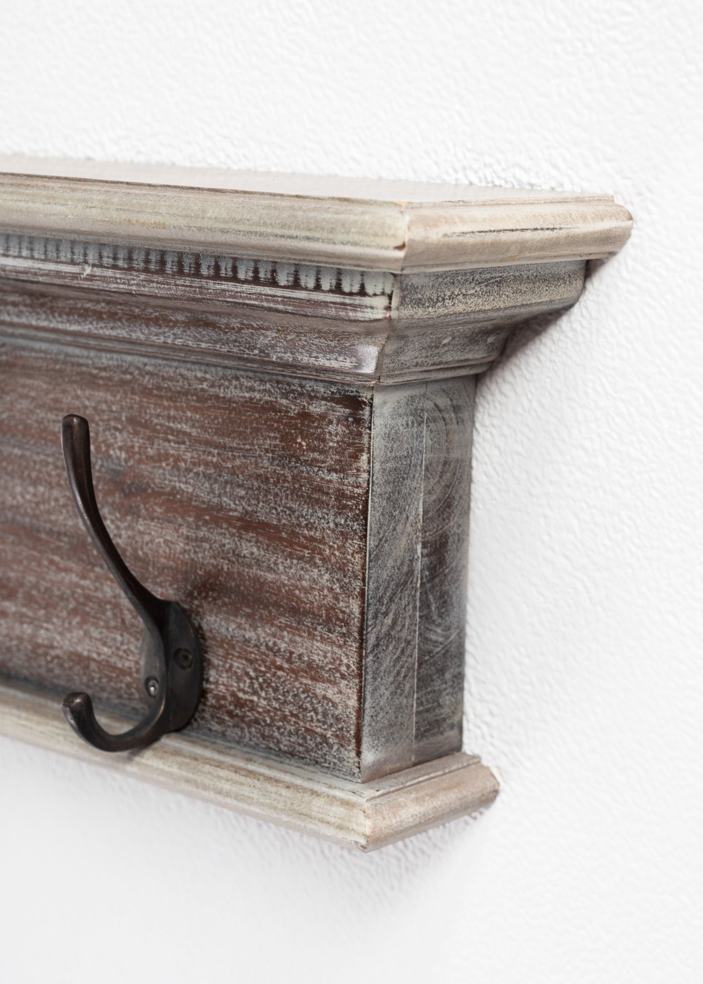 Rustic Natural Wash Wood Four Hook Hanging Coat Rack By Homeroots | Coat Racks | Modishstore - 7