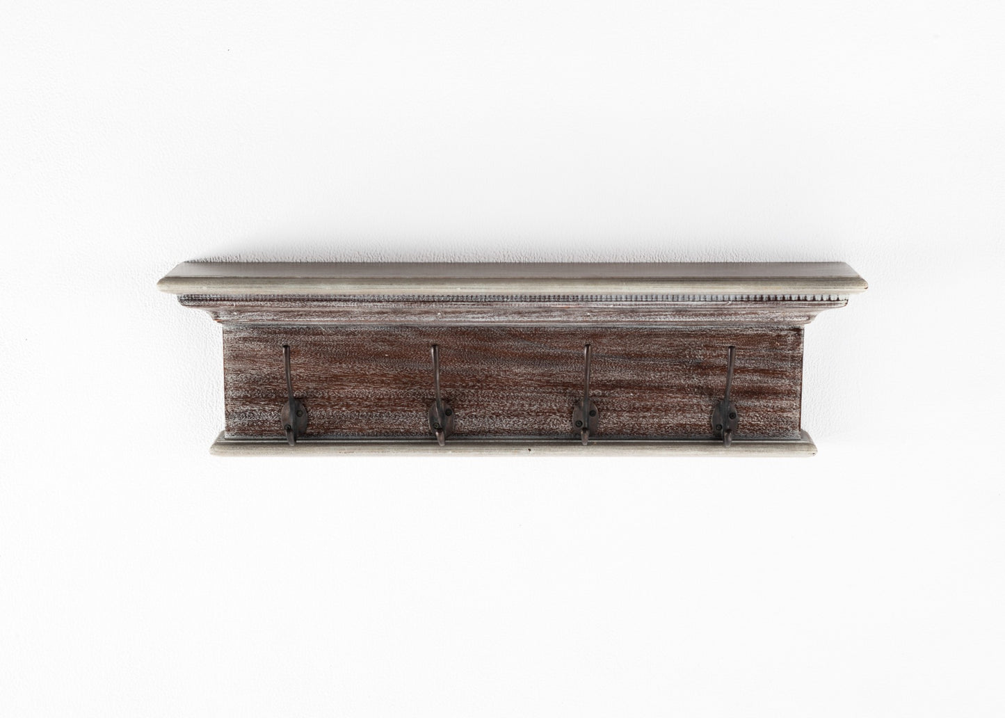 Rustic Natural Wash Wood Four Hook Hanging Coat Rack By Homeroots | Coat Racks | Modishstore - 9