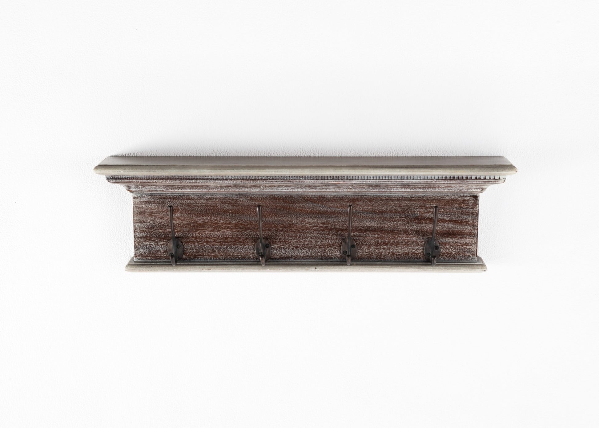 Rustic Natural Wash Wood Four Hook Hanging Coat Rack By Homeroots | Coat Racks | Modishstore - 9