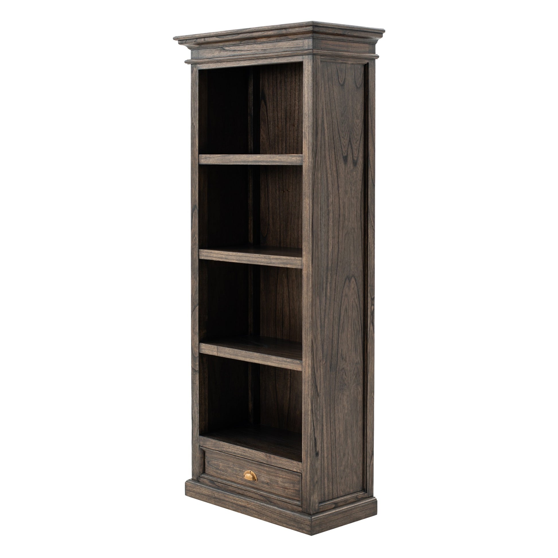Black Wash Bookcase With One Drawer By Homeroots | Bookcases | Modishstore - 2
