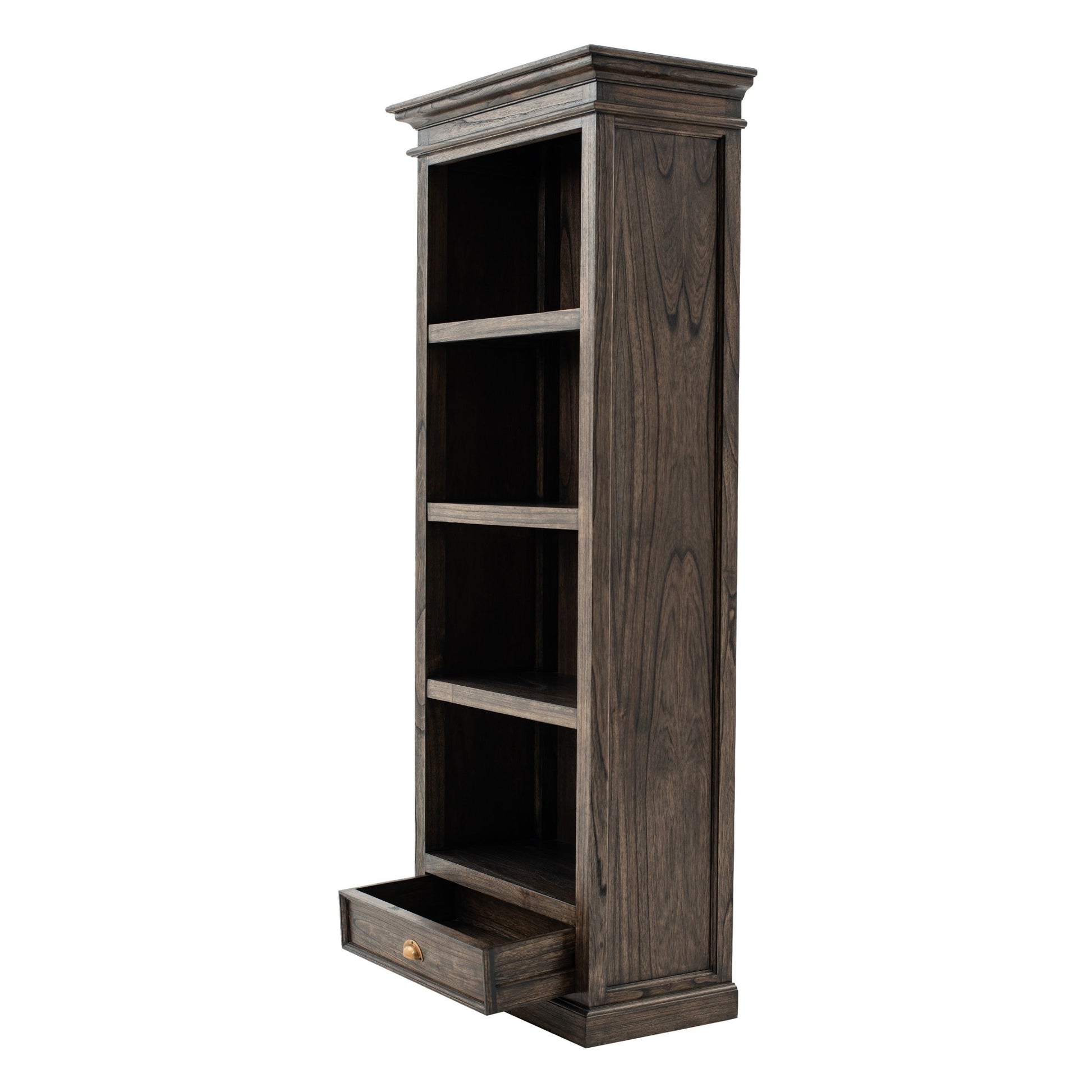 Black Wash Bookcase With One Drawer By Homeroots | Bookcases | Modishstore - 3