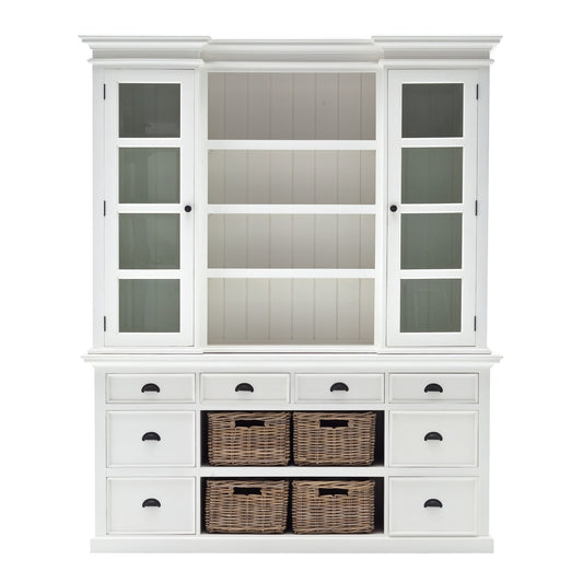 Classic White Library Hutch with Basket Set By Homeroots | Bookcases | Modishstore