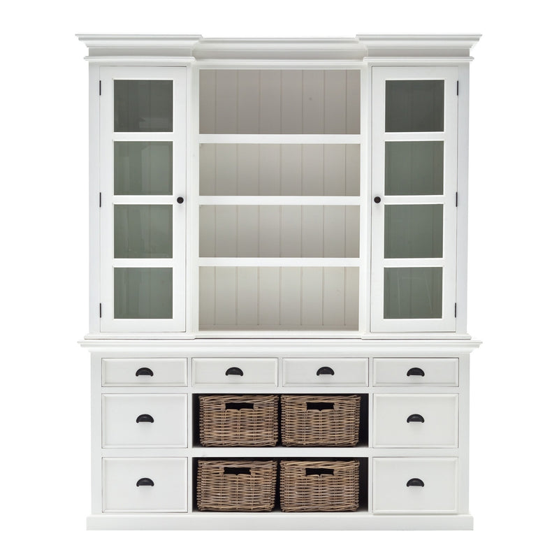 Classic White Library Hutch with Basket Set By Homeroots | Bookcases | Modishstore