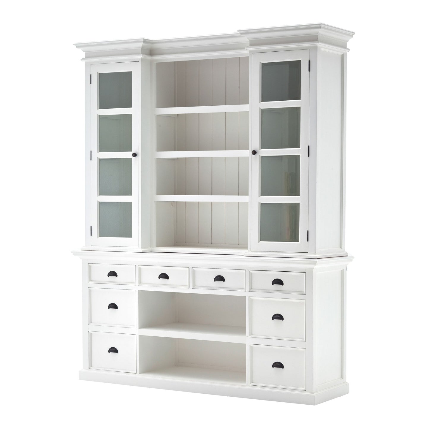Classic White Library Hutch with Basket Set By Homeroots | Bookcases | Modishstore - 4