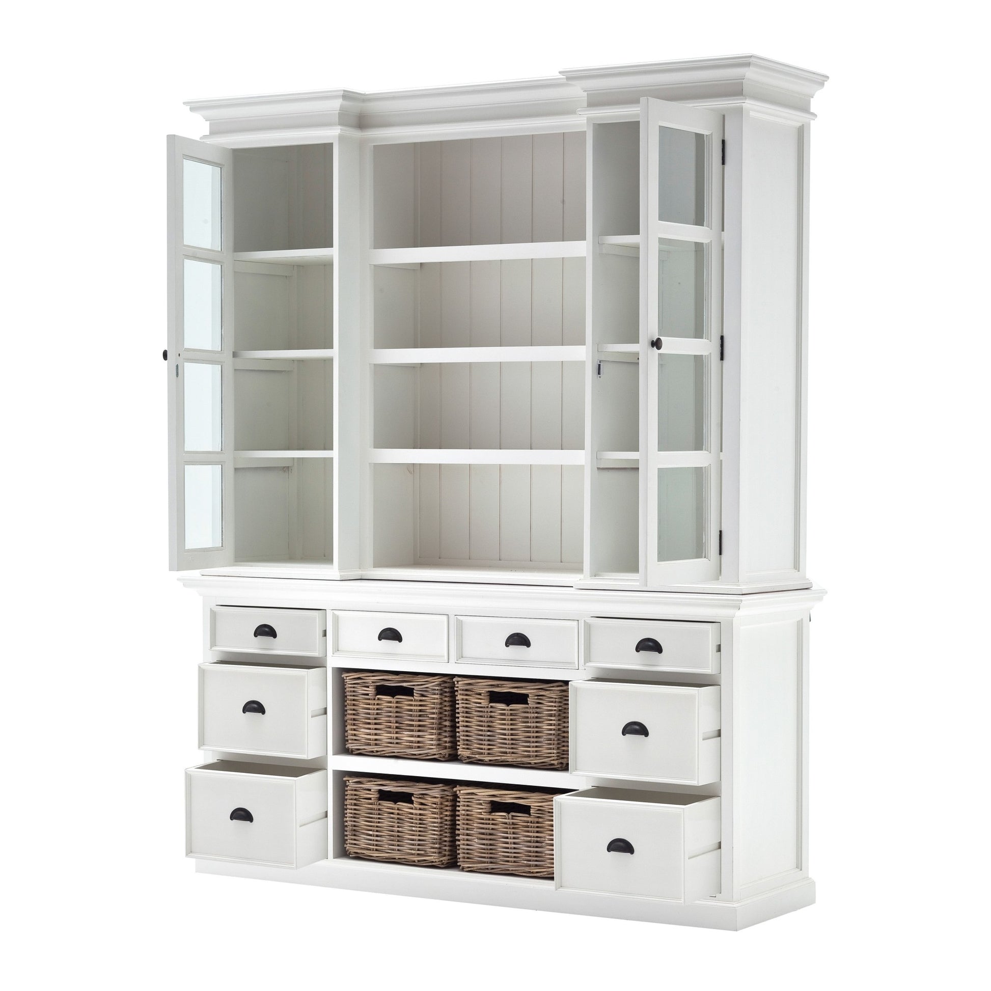 Classic White Library Hutch with Basket Set By Homeroots | Bookcases | Modishstore - 5