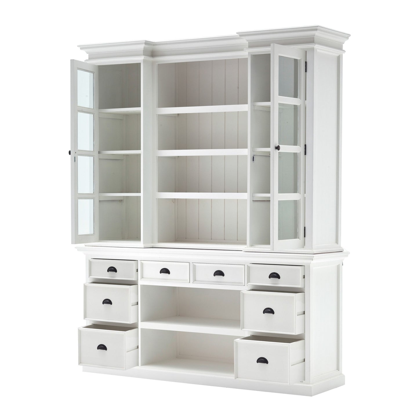 Classic White Library Hutch with Basket Set By Homeroots | Bookcases | Modishstore - 6