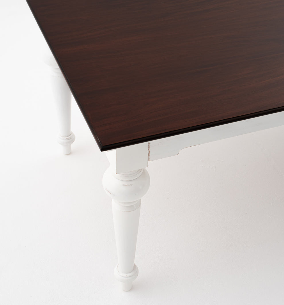 White And Dark Brown Rustic Modern Farmhouse 94" Dining Table By Homeroots | Dining Tables | Modishstore - 4