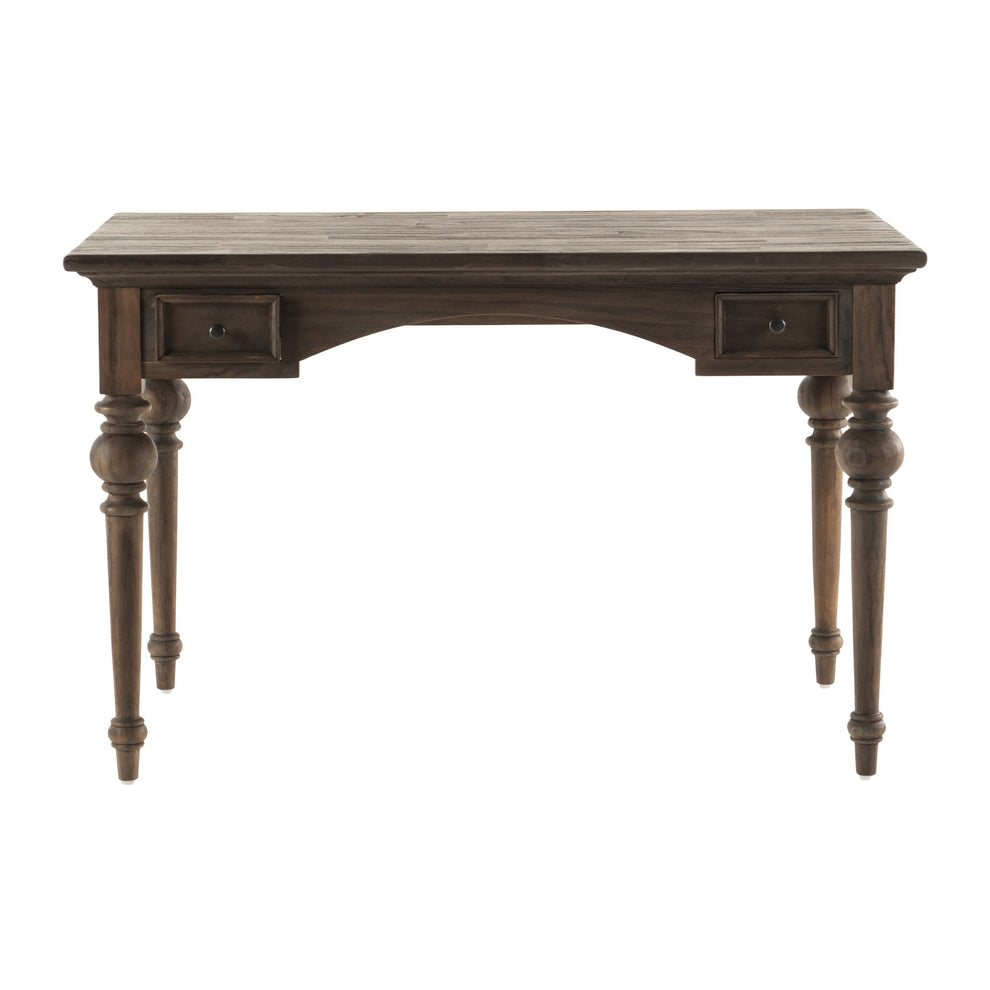 Antiqued Brown Teak Provencial Writing or Computer Desk By Homeroots | Desks | Modishstore - 2