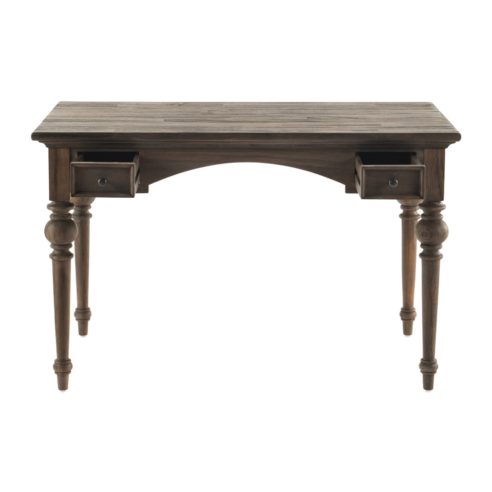Antiqued Brown Teak Provencial Writing or Computer Desk By Homeroots | Desks | Modishstore - 3
