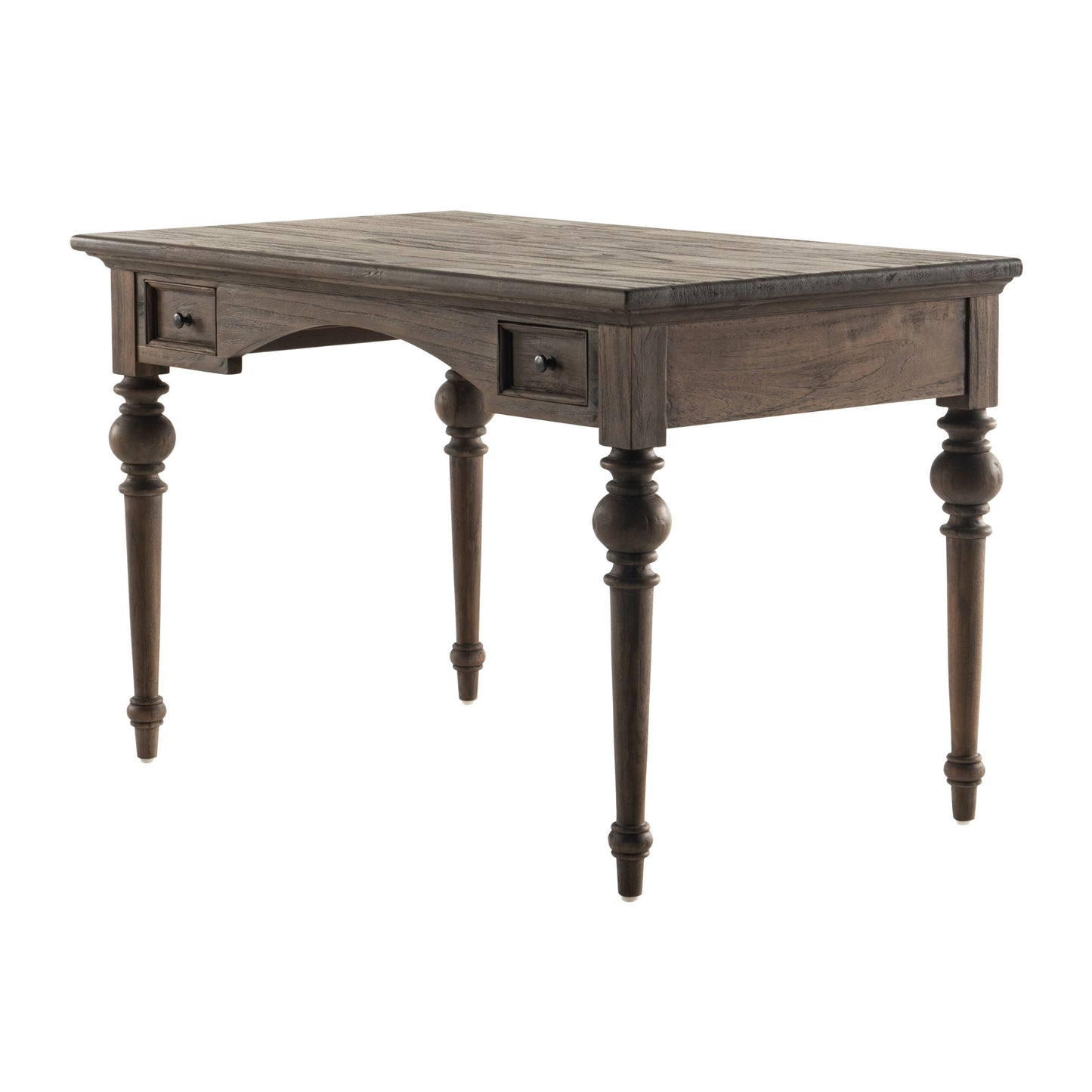 Antiqued Brown Teak Provencial Writing or Computer Desk By Homeroots | Desks | Modishstore - 4