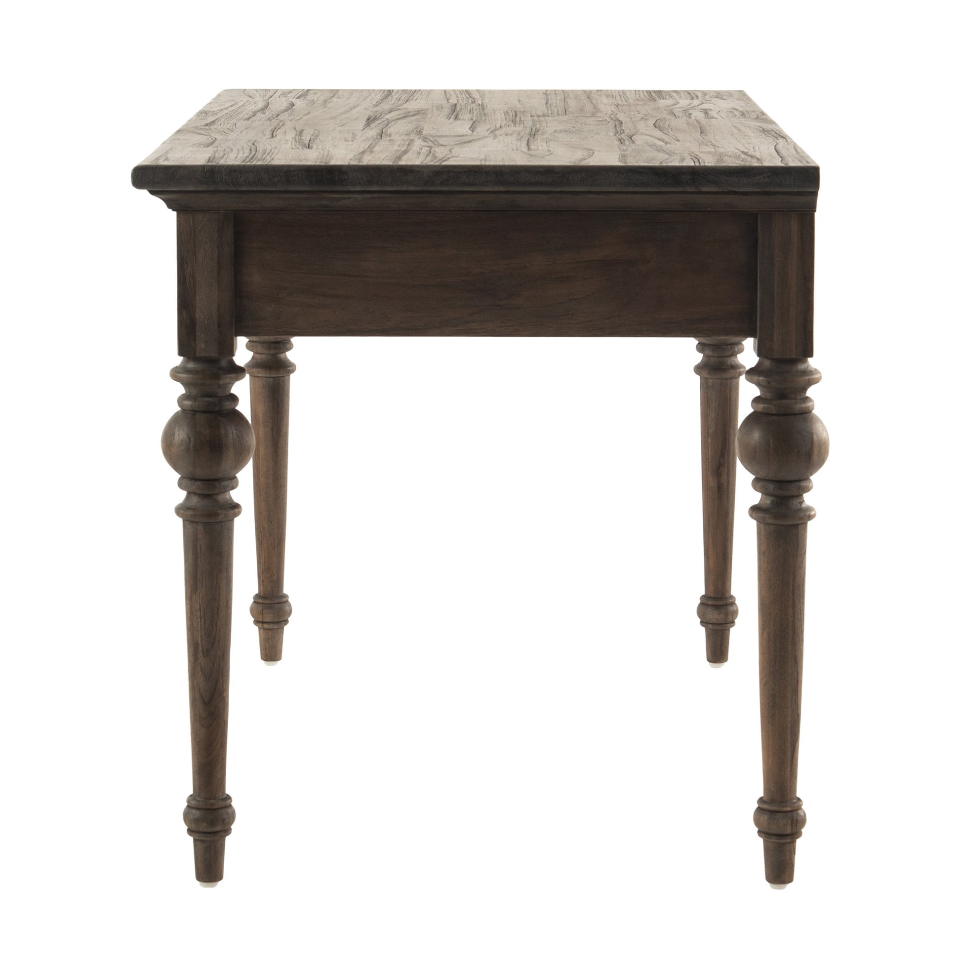 Antiqued Brown Teak Provencial Writing or Computer Desk By Homeroots | Desks | Modishstore - 6