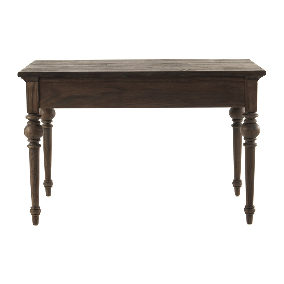 Antiqued Brown Teak Provencial Writing or Computer Desk By Homeroots | Desks | Modishstore - 8