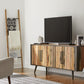 Rustic Natural Wood Media Cabinet with Four Doors By Homeroots | TV Stands | Modishstore - 9
