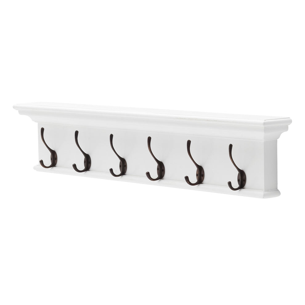 Traditional Classic White Wood Six Hook Hanging Coat Rack By Homeroots | Coat Racks | Modishstore - 2