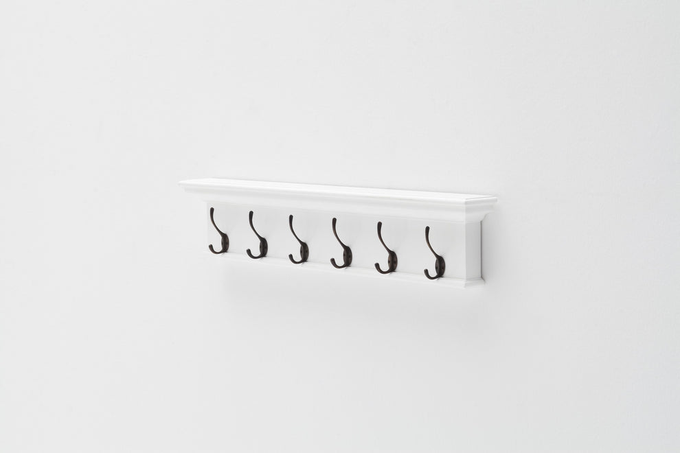 Traditional Classic White Wood Six Hook Hanging Coat Rack By Homeroots | Coat Racks | Modishstore - 7