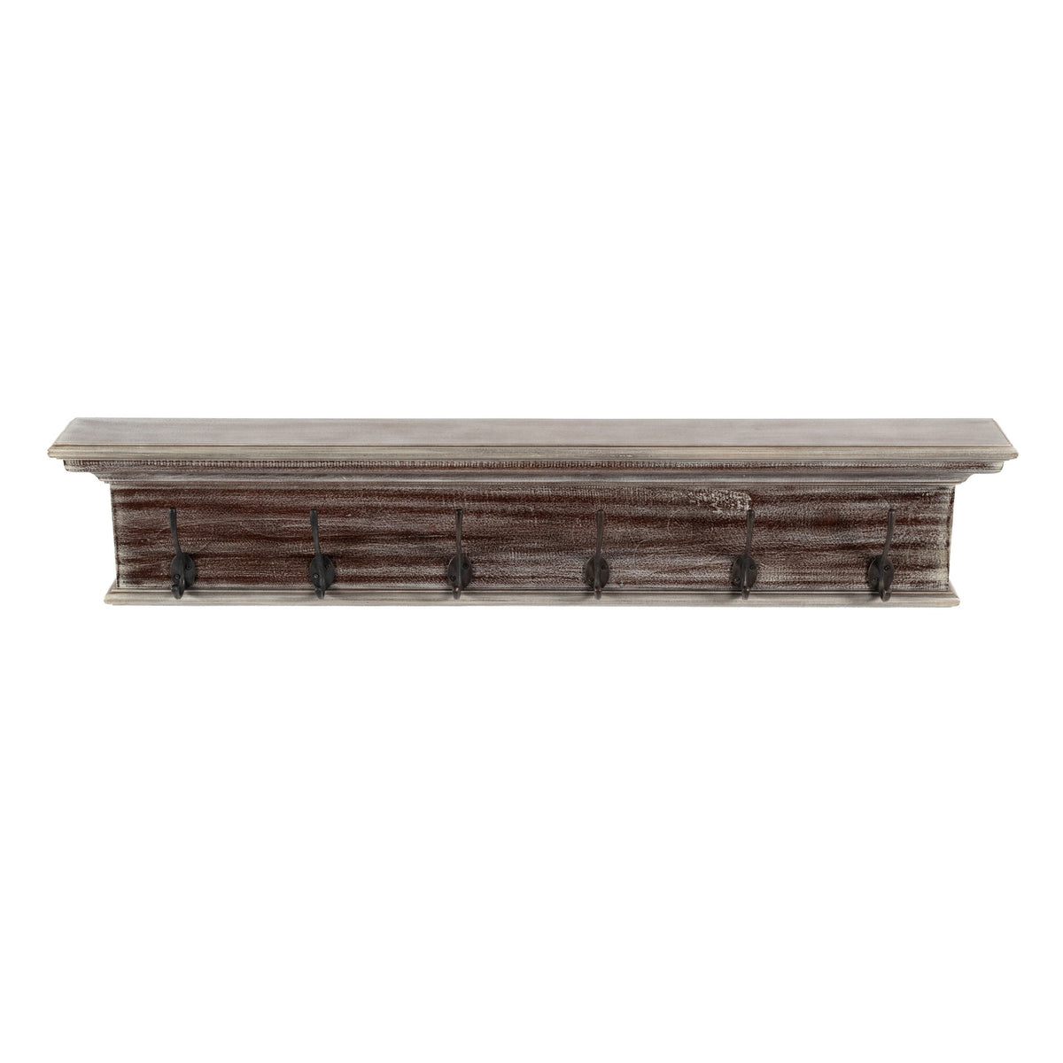 Rustic Natural Wash Wood Six Hook Hanging Coat Rack By Homeroots | Coat Racks | Modishstore
