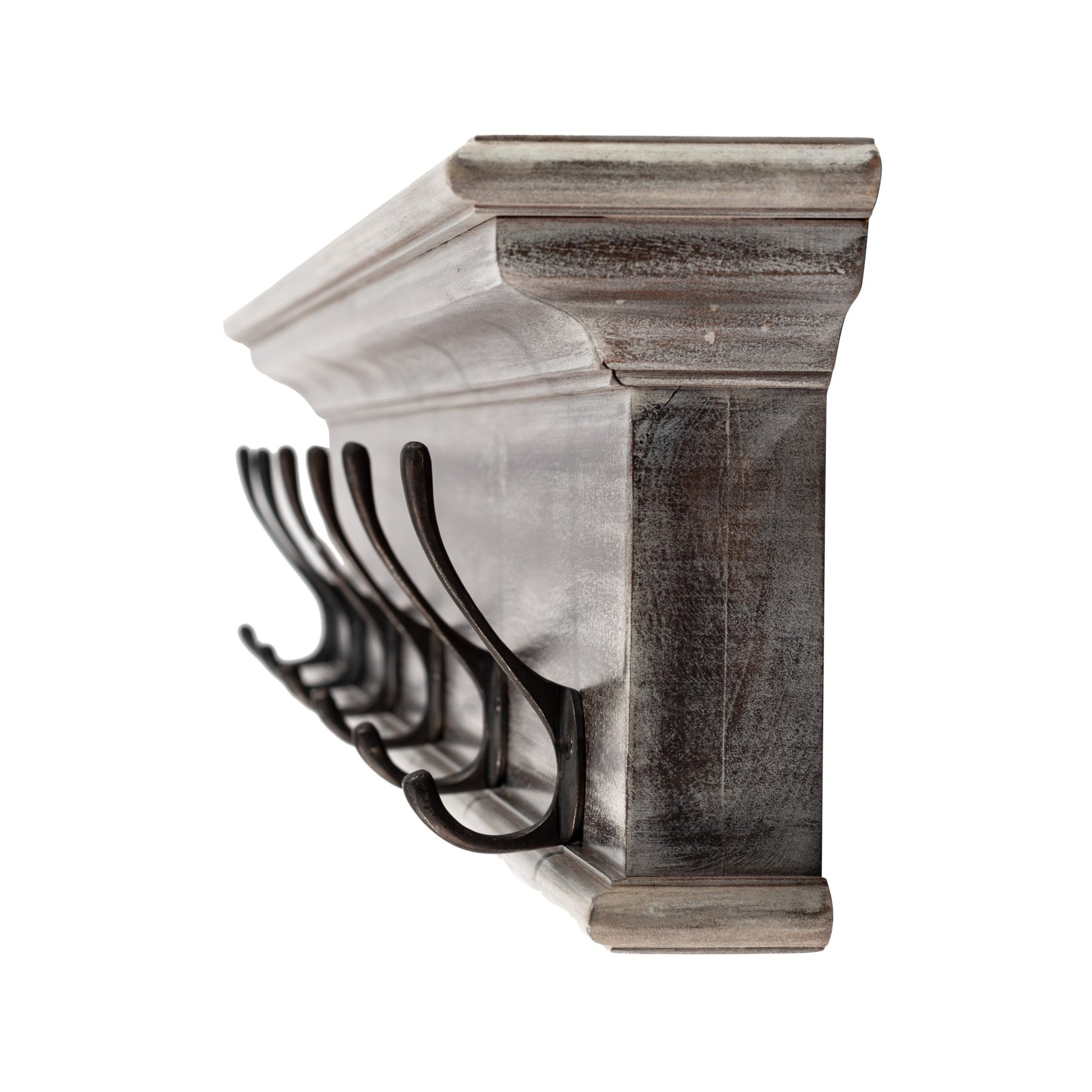 Rustic Natural Wash Wood Six Hook Hanging Coat Rack By Homeroots | Coat Racks | Modishstore - 4