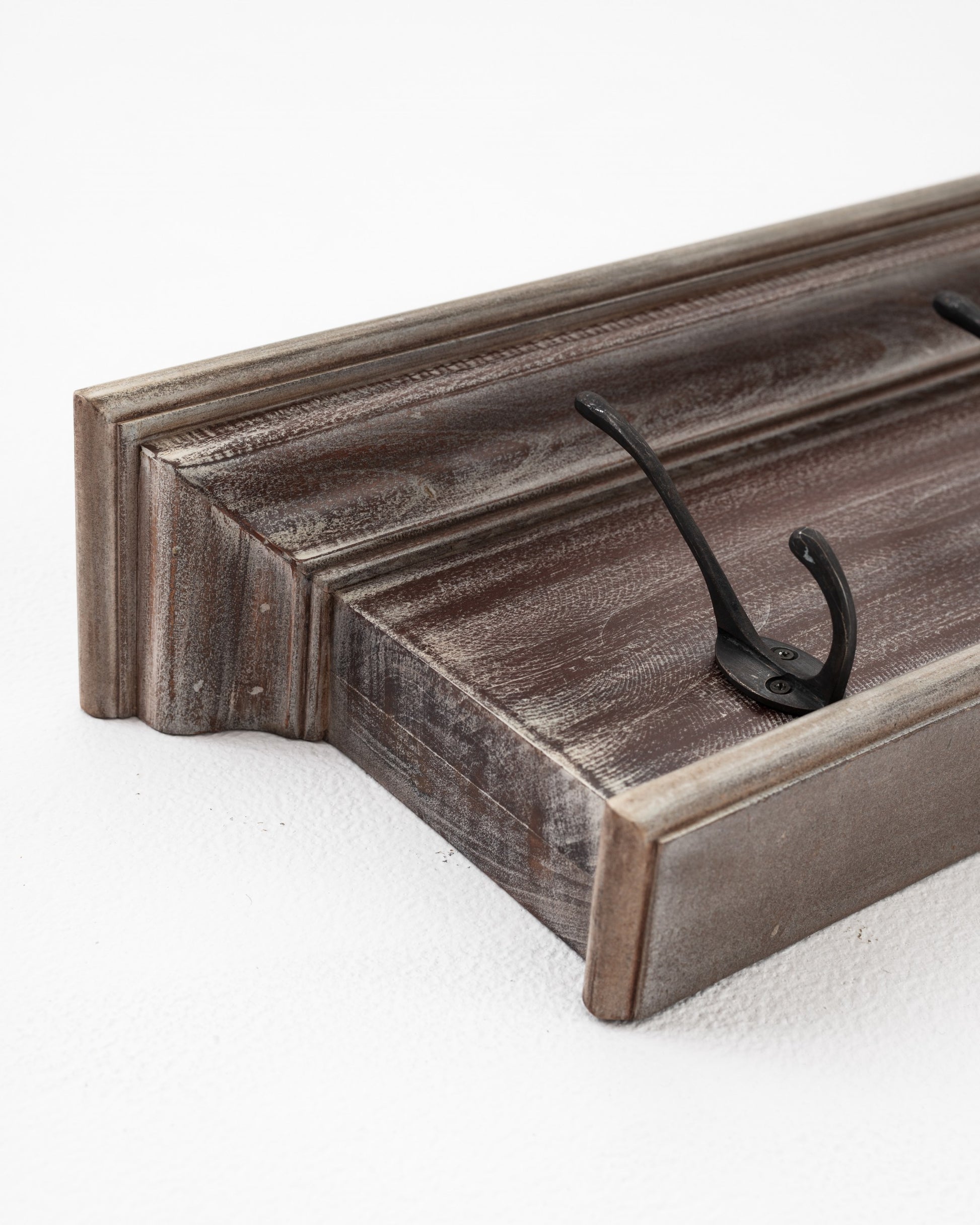 Rustic Natural Wash Wood Six Hook Hanging Coat Rack By Homeroots | Coat Racks | Modishstore - 6