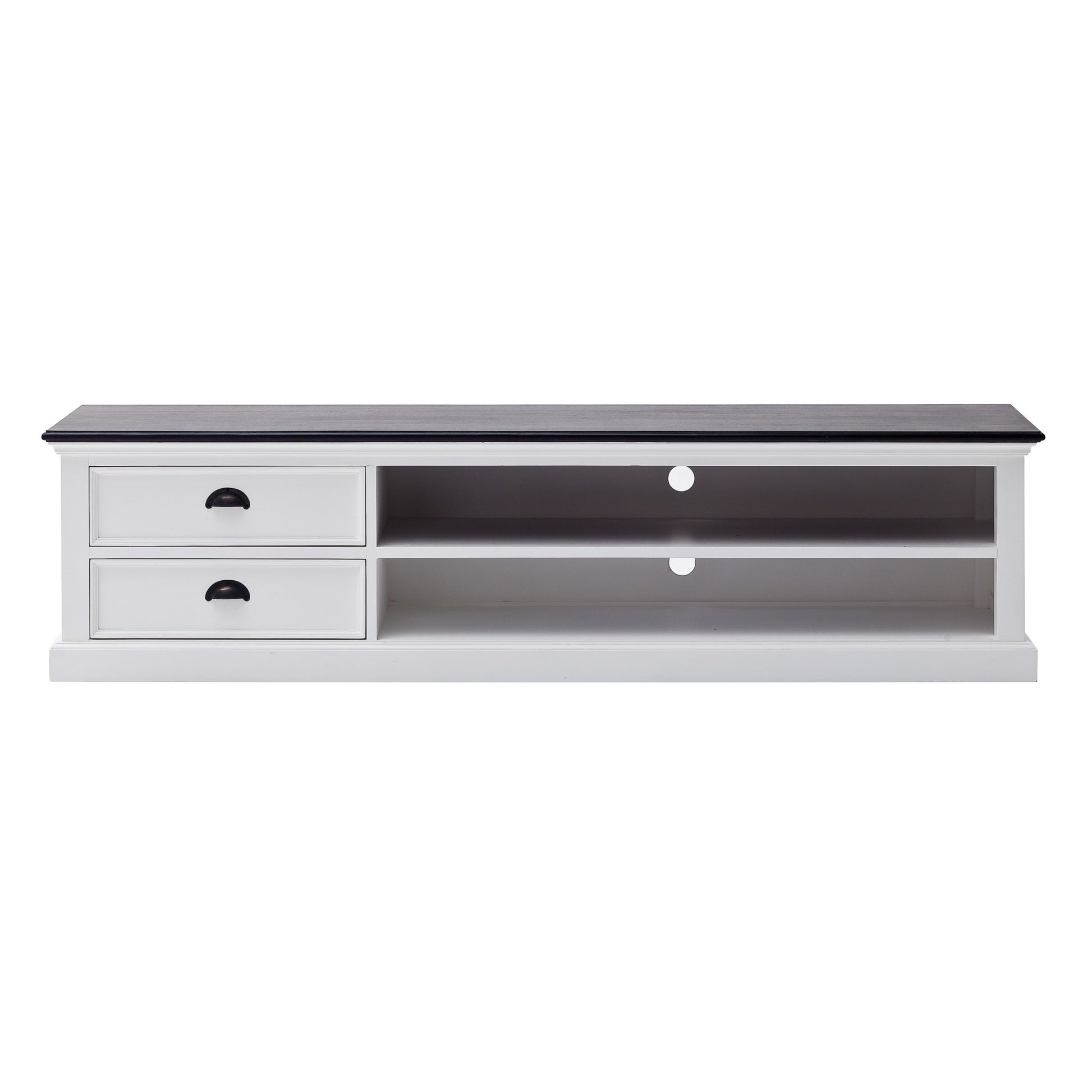 71" Classic White and Black Entertainment Unit with Two Drawers By Homeroots | TV Stands | Modishstore