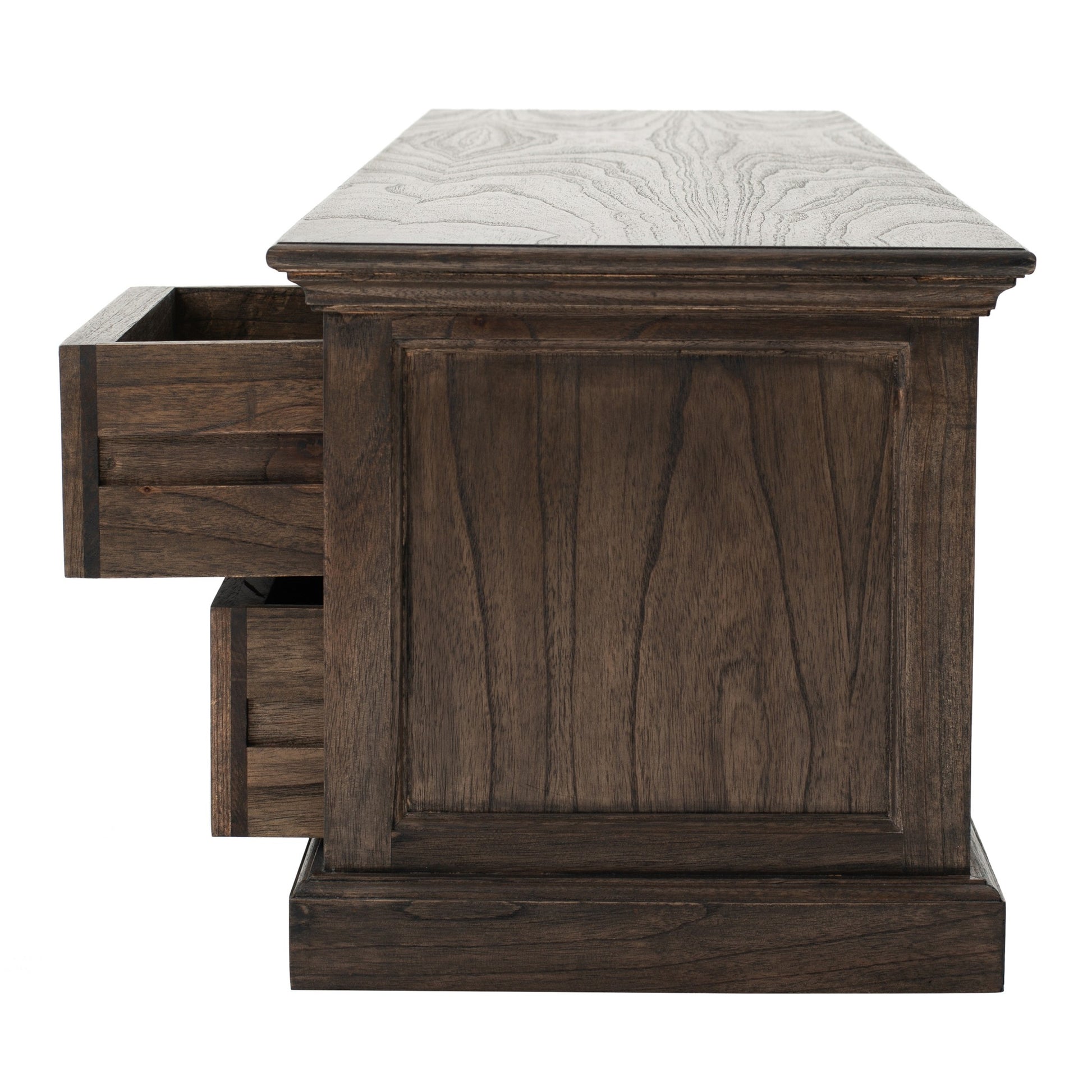 71" Black Wash Wood Entertainment Unit with Four Drawers By Homeroots | TV Stands | Modishstore - 9