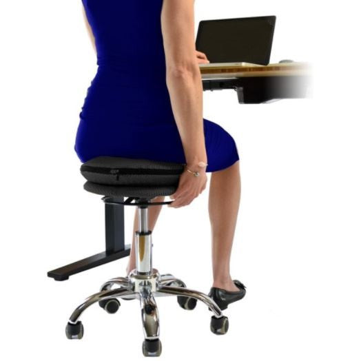 Black and Chrome Active Sitting Rolling Balance Desk Chair By Homeroots | Stools | Modishstore - 3