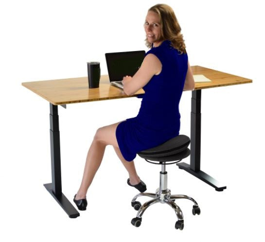Black and Chrome Active Sitting Rolling Balance Desk Chair By Homeroots | Stools | Modishstore - 4