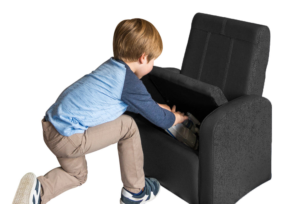 Kids Black Comfy Upholstered Recliner Chair with Storage By Homeroots | Recliners | Modishstore - 5
