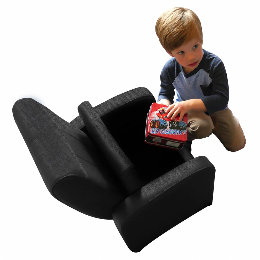 Kids Black Comfy Upholstered Recliner Chair with Storage By Homeroots | Recliners | Modishstore - 6