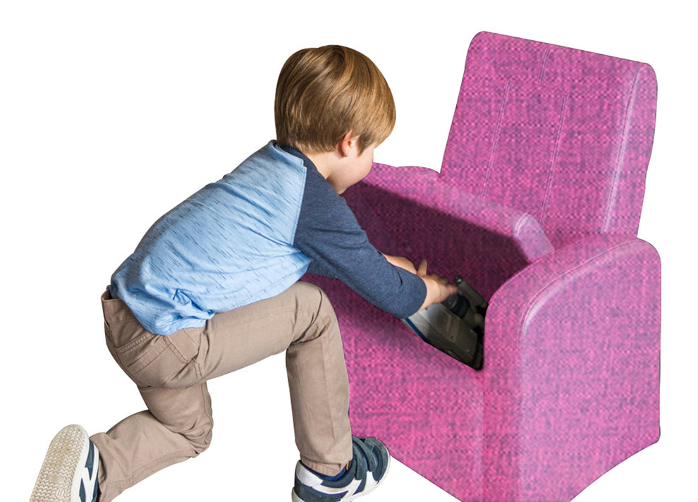 Kids Pink Comfy Upholstered Recliner Chair with Storage By Homeroots | Recliners | Modishstore - 4