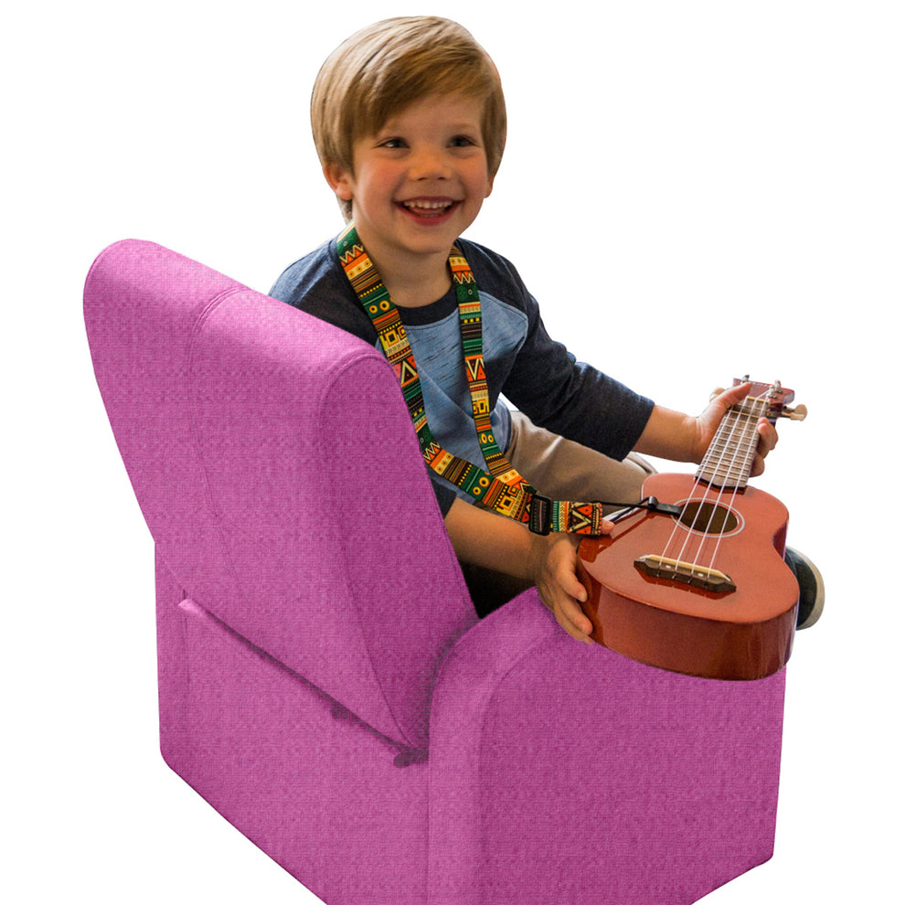 Kids Pink Comfy Upholstered Recliner Chair with Storage By Homeroots | Recliners | Modishstore - 7