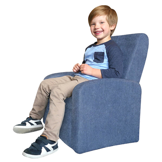 Kids Blue Comfy Upholstered Recliner Chair with Storage By Homeroots