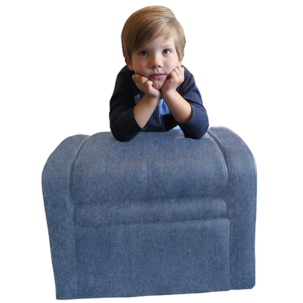 Kids Blue Comfy Upholstered Recliner Chair with Storage By Homeroots | Recliners | Modishstore - 2