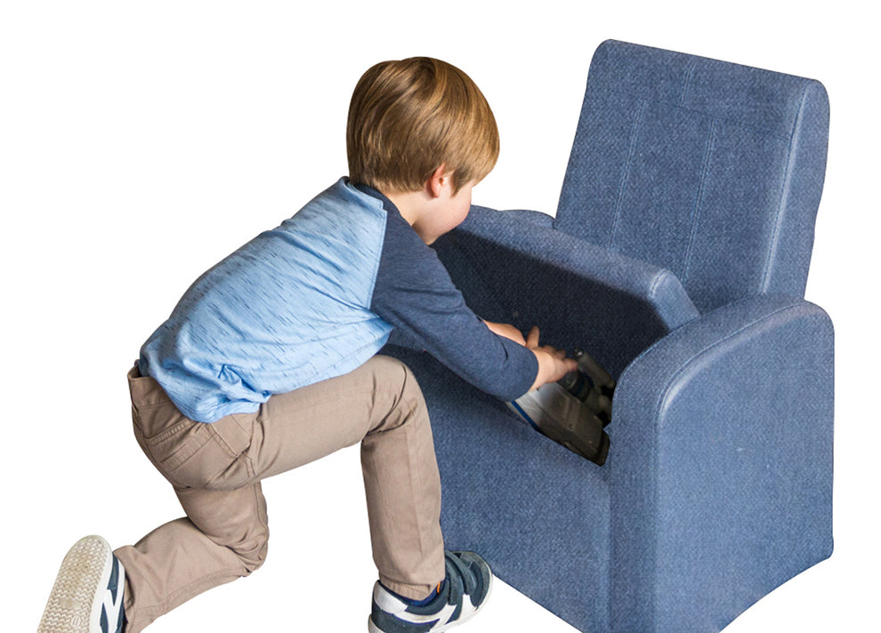 Kids Blue Comfy Upholstered Recliner Chair with Storage By Homeroots | Recliners | Modishstore - 3