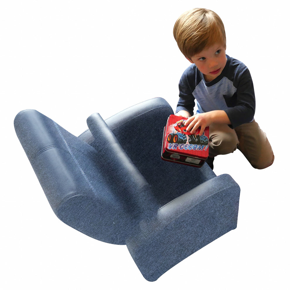 Kids Blue Comfy Upholstered Recliner Chair with Storage By Homeroots | Recliners | Modishstore - 5