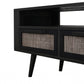 Rustic Black and Rattan TV Stand with Three Drawers By Homeroots | TV Stands | Modishstore - 7