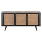 Rustic Black Natural and Rattan Media Cabinet with Three Doors By Homeroots | TV Stands | Modishstore